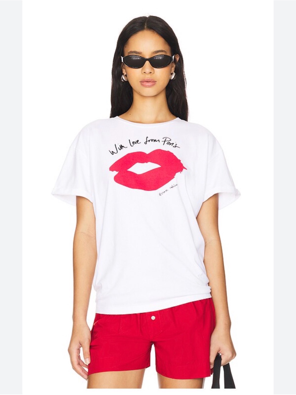 Tre Ccile White Red Lip Graphic T-Shirt Size S